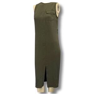 WHO WHAT WEAR | olive green midi dress pocket XS NWT